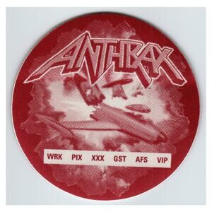 Anthrax Backstage Pass Paper Collectible OTTO Printed USA VIP Airplane Red